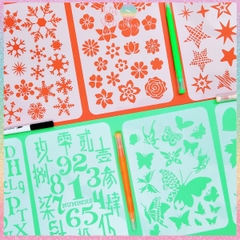 Thước nhựa rỗng Hotis vẽ hình, tô màu, hoạt tiết hoạt hình dễ thương - Set 4 tấm size A5