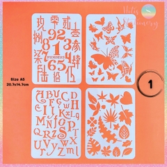 Thước nhựa rỗng Hotis vẽ hình, tô màu, hoạt tiết hoạt hình dễ thương - Set 4 tấm size A5