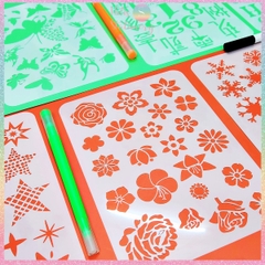 Thước nhựa rỗng Hotis vẽ hình, tô màu, hoạt tiết hoạt hình dễ thương - Set 4 tấm size A5