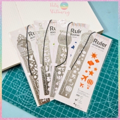 [HOTIS] Thẻ đánh dấu sách Ruler Bookmark thẻ kẹp sách thước rỗng vẽ họa tiết độc đáo