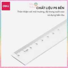 [HOTIS] Thước kẻ trong suốt Deli 18/ 20/ 30cm chất liệu PS bền chống trầy xước cho học sinh nvvp
