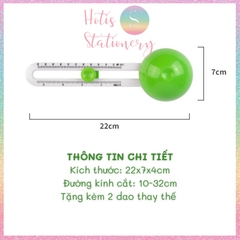 Dụng cụ cắt hình tròn Hotis có thể điều chỉnh đường kính thủ công DIY - Tặng kèm 2 dao thay thế