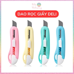 [HOTI] Dao rọc giấy Deli lưỡi thép không gỉ - Dao rọc mini bỏ túi kim loại tiện lợi văn phòng học sinh màu pastel