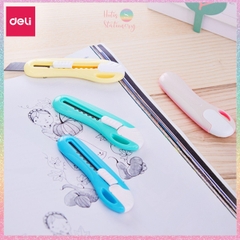 [HOTI] Dao rọc giấy Deli lưỡi thép không gỉ - Dao rọc mini bỏ túi kim loại tiện lợi văn phòng học sinh màu pastel