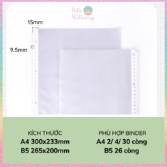 [HOTIS] Set 20 Bìa lá lỗ rời trong suốt KW-triO gắn bìa còng binder A4/ B5 - Không bao gồm bìa cứng