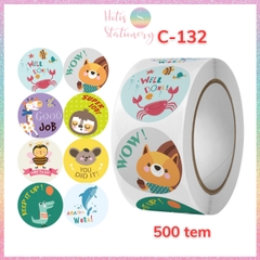 [HOTIS] Sticker Cuộn 500 Nhãn Dán Khen Thưởng Học Sinh - Tạo Động Lực, Kích Thích Học Tập, Phù Hợp Giáo Viên & Phụ Huynh