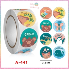 [HOTIS] Sticker Cuộn 500 Nhãn Dán Khen Thưởng Học Sinh - Tạo Động Lực, Kích Thích Học Tập, Phù Hợp Giáo Viên & Phụ Huynh