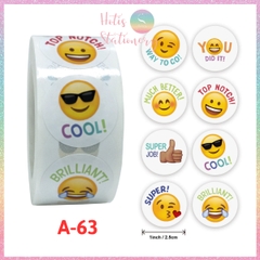 [HOTIS] Sticker Cuộn 500 Nhãn Dán Khen Thưởng Học Sinh - Tạo Động Lực, Kích Thích Học Tập, Phù Hợp Giáo Viên & Phụ Huynh