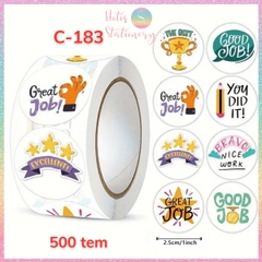 [HOTIS] Sticker Cuộn 500 Nhãn Dán Khen Thưởng Học Sinh - Tạo Động Lực, Kích Thích Học Tập, Phù Hợp Giáo Viên & Phụ Huynh