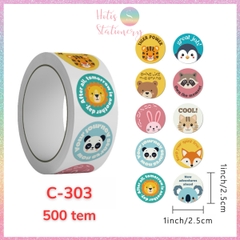 [HOTIS] Sticker Cuộn 500 Nhãn Dán Khen Thưởng Học Sinh - Tạo Động Lực, Kích Thích Học Tập, Phù Hợp Giáo Viên & Phụ Huynh