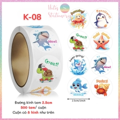 [HOTIS] Sticker Cuộn 500 Nhãn Dán Khen Thưởng Học Sinh - Tạo Động Lực, Kích Thích Học Tập, Phù Hợp Giáo Viên & Phụ Huynh