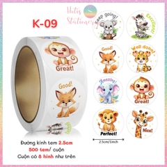 [HOTIS] Sticker Cuộn 500 Nhãn Dán Khen Thưởng Học Sinh - Tạo Động Lực, Kích Thích Học Tập, Phù Hợp Giáo Viên & Phụ Huynh