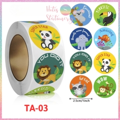 [HOTIS] Sticker Cuộn 500 Nhãn Dán Khen Thưởng Học Sinh - Tạo Động Lực, Kích Thích Học Tập, Phù Hợp Giáo Viên & Phụ Huynh