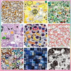 [HOTIS] Set Sticker nhiều mẫu size lớn 5 - 8cm, nhãn dán cán màng phim PVC không thấm nước, dán được nhiều lần