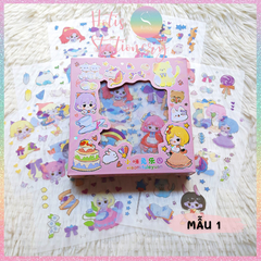 [HOTIS] Hộp 8 tờ Sticker hoạt hình PET chống thấm nước dán sổ, bình giữ nhiệt, ly thủy tinh