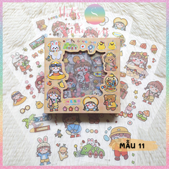 [HOTIS] Hộp 8 tờ Sticker hoạt hình PET chống thấm nước dán sổ, bình giữ nhiệt, ly thủy tinh