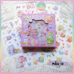 [HOTIS] Hộp 8 tờ Sticker hoạt hình PET chống thấm nước dán sổ, bình giữ nhiệt, ly thủy tinh
