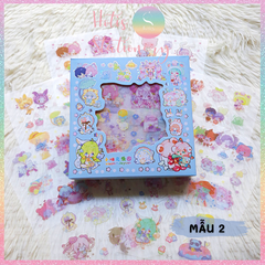 [HOTIS] Hộp 8 tờ Sticker hoạt hình PET chống thấm nước dán sổ, bình giữ nhiệt, ly thủy tinh