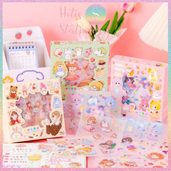 [HOTIS] Hộp 8 tờ Sticker hoạt hình PET chống thấm nước dán sổ, bình giữ nhiệt, ly thủy tinh