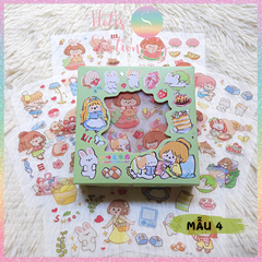 [HOTIS] Hộp 8 tờ Sticker hoạt hình PET chống thấm nước dán sổ, bình giữ nhiệt, ly thủy tinh