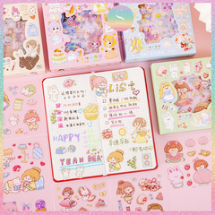 [HOTIS] Hộp 8 tờ Sticker hoạt hình PET chống thấm nước dán sổ, bình giữ nhiệt, ly thủy tinh