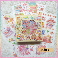 [HOTIS] Hộp 8 tờ Sticker hoạt hình PET chống thấm nước dán sổ, bình giữ nhiệt, ly thủy tinh