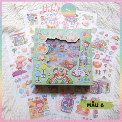 [HOTIS] Hộp 8 tờ Sticker hoạt hình PET chống thấm nước dán sổ, bình giữ nhiệt, ly thủy tinh