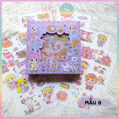 [HOTIS] Hộp 8 tờ Sticker hoạt hình PET chống thấm nước dán sổ, bình giữ nhiệt, ly thủy tinh