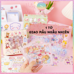 [HOTIS] Hộp 8 tờ Sticker hoạt hình PET chống thấm nước dán sổ, bình giữ nhiệt, ly thủy tinh