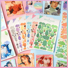 [HOTIS] Sticker cây cỏ, đám mây Cloud Word trang trí card, toploader Hàn Quốc