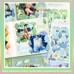 [HOTIS] Sticker cây cỏ, đám mây Cloud Word trang trí card, toploader Hàn Quốc