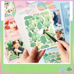 [HOTIS] Sticker cây cỏ, đám mây Cloud Word trang trí card, toploader Hàn Quốc
