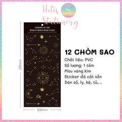 [HOTIS] Sticker nhãn dán cổ điển PVC dập vàng ánh kim trang trí sổ