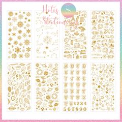 [HOTIS] Sticker nhãn dán cổ điển PVC dập vàng ánh kim trang trí sổ