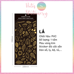 [HOTIS] Sticker nhãn dán cổ điển PVC dập vàng ánh kim trang trí sổ