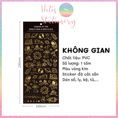 [HOTIS] Sticker nhãn dán cổ điển PVC dập vàng ánh kim trang trí sổ