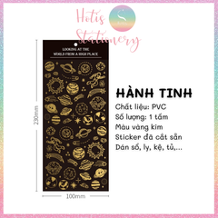 [HOTIS] Sticker nhãn dán cổ điển PVC dập vàng ánh kim trang trí sổ