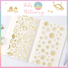 [HOTIS] Sticker nhãn dán cổ điển PVC dập vàng ánh kim trang trí sổ