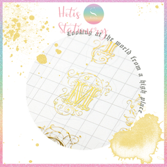 [HOTIS] Sticker nhãn dán cổ điển PVC dập vàng ánh kim trang trí sổ