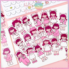 [HOTIS] Gói 20 Sticker cô gái cute PVC trong suốt trang trí sổ