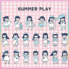 [HOTIS] Gói 20 Sticker cô gái cute PVC trong suốt trang trí sổ