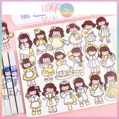 [HOTIS] Gói 20 Sticker cô gái cute PVC trong suốt trang trí sổ