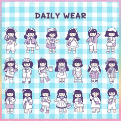 [HOTIS] Gói 20 Sticker cô gái cute PVC trong suốt trang trí sổ