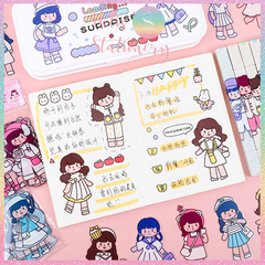 [HOTIS] Gói 20 Sticker cô gái cute PVC trong suốt trang trí sổ