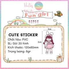 [HOTIS] Gói 20 Sticker cô gái cute PVC trong suốt trang trí sổ