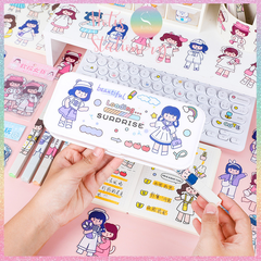 [HOTIS] Gói 20 Sticker cô gái cute PVC trong suốt trang trí sổ