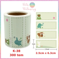 [HOTIS] Cuộn 200-300 tem dán sticker nhãn ghi tên dán sách vở, chai lọ, hộp nhựa
