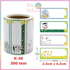 [HOTIS] Cuộn 200-300 tem dán sticker nhãn ghi tên dán sách vở, chai lọ, hộp nhựa