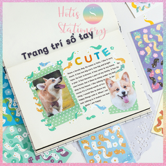 [HOTIS] Sticker ruy băng hoa trang trí sổ tay, card, toploader