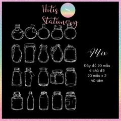 [HOTIS] [MIX MẪU] Sticker chai lọ trong suốt trang trí sổ vintage retro